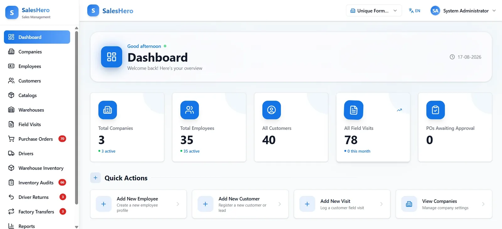Sales Hero — desktop view